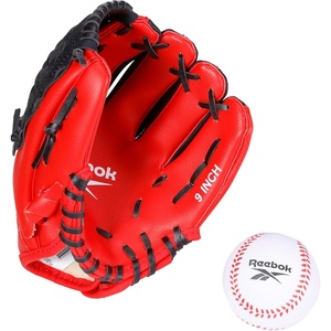 image:imageReebok  Youth Baseball Glove Set 9Inch Kids Sports Glove with Foam Ball Training Mitt for Beginners Practice amp Backyard PlayRed