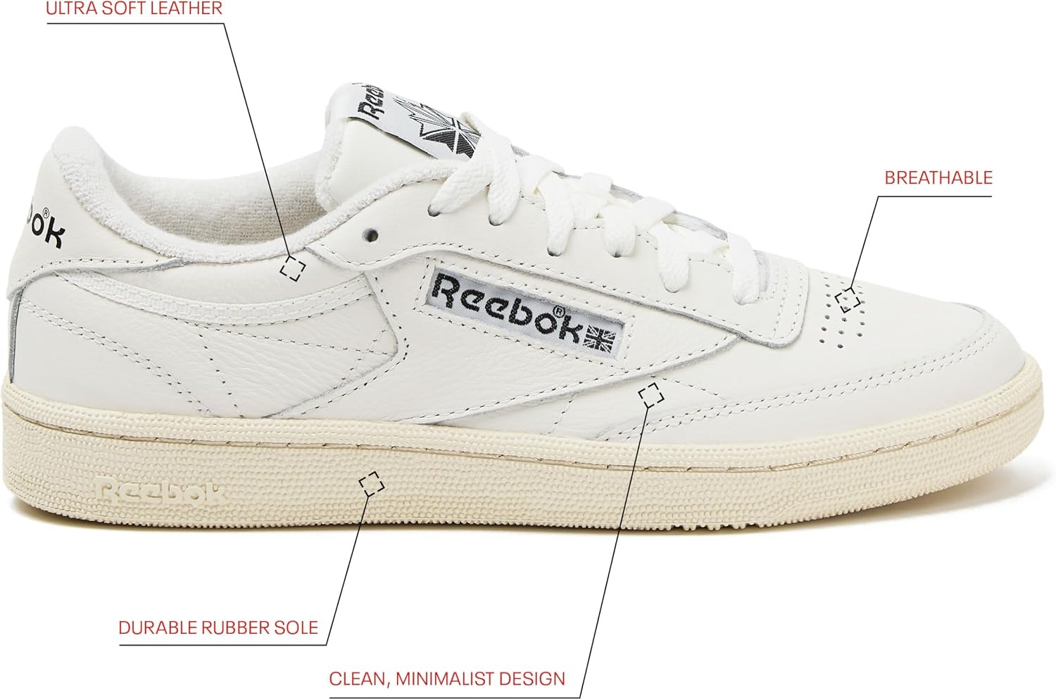 image:imageReebok Club C 85 Vintage Tennis Sneakers for Women Casual White Womens Shoes Size 5 to 11ChalkVintage ChalkBlack