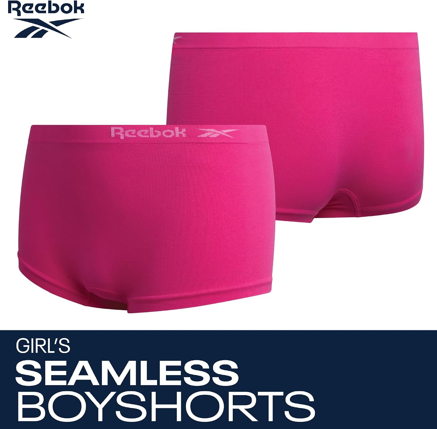 image:imageReebok Girls Boyshorts 10 Pack Performance Stretch Seamless Underwear  Smooth NoShow BoxerBrief Coverage Under Leggings Uniforms amp Dresses TagFree Stays Put with Breathable ComfortSteel GreyCarmine RoseScuba BlueWhite
