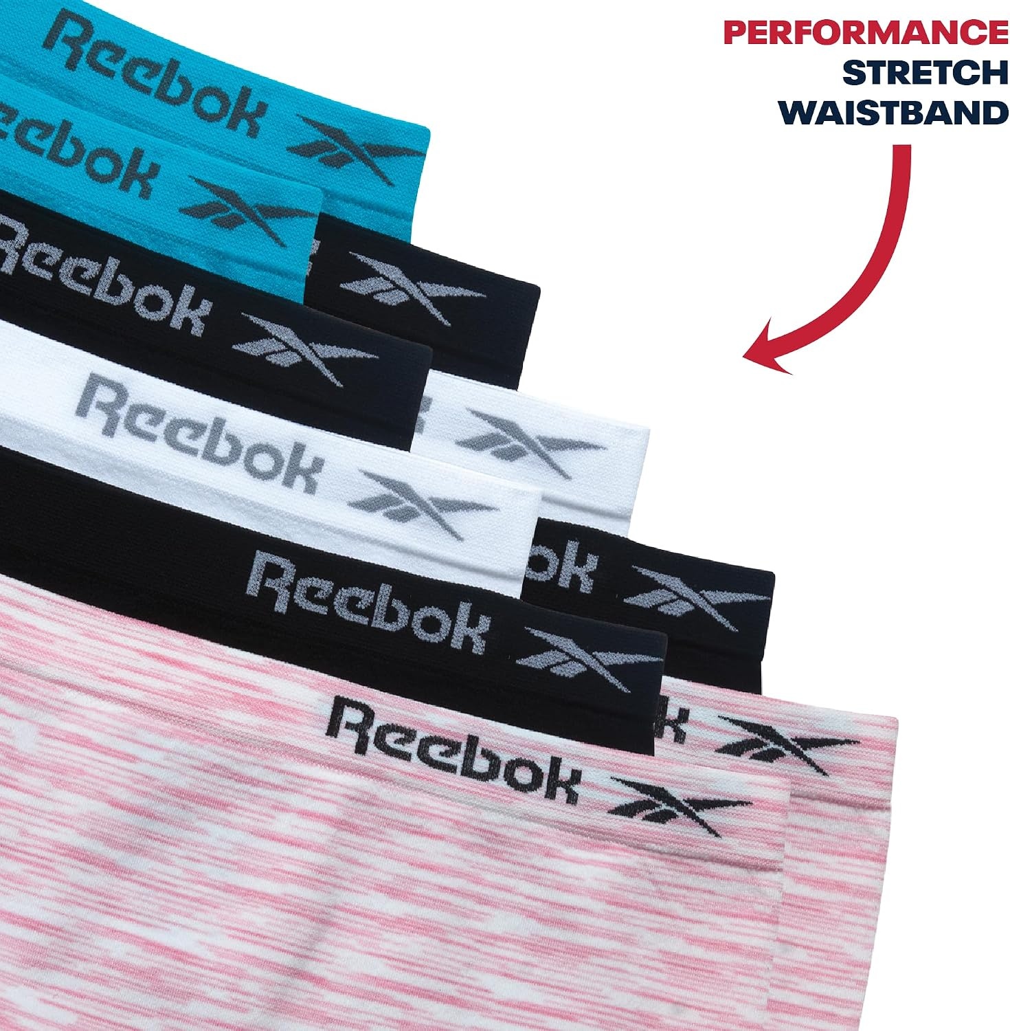 image:imageReebok Girls Boyshorts 10 Pack Performance Stretch Seamless Underwear  Smooth NoShow BoxerBrief Coverage Under Leggings Uniforms amp Dresses TagFree Stays Put with Breathable ComfortScuba BlueWhite SpacedyeBlackWhite