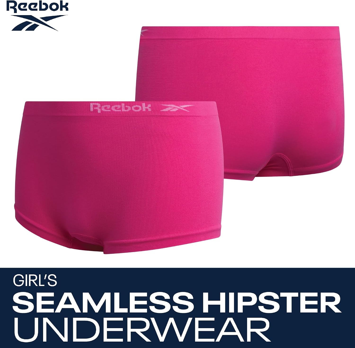 image:imageReebok Girls Boyshorts 5 Pack Soft Seamless Brief Underwear for Girls  TagFree Smooth Construction Ensures WorryFree Play She Stays Comfortable All Day Through School and SportsSteel GreyCarmine RoseScuba BlueWhite