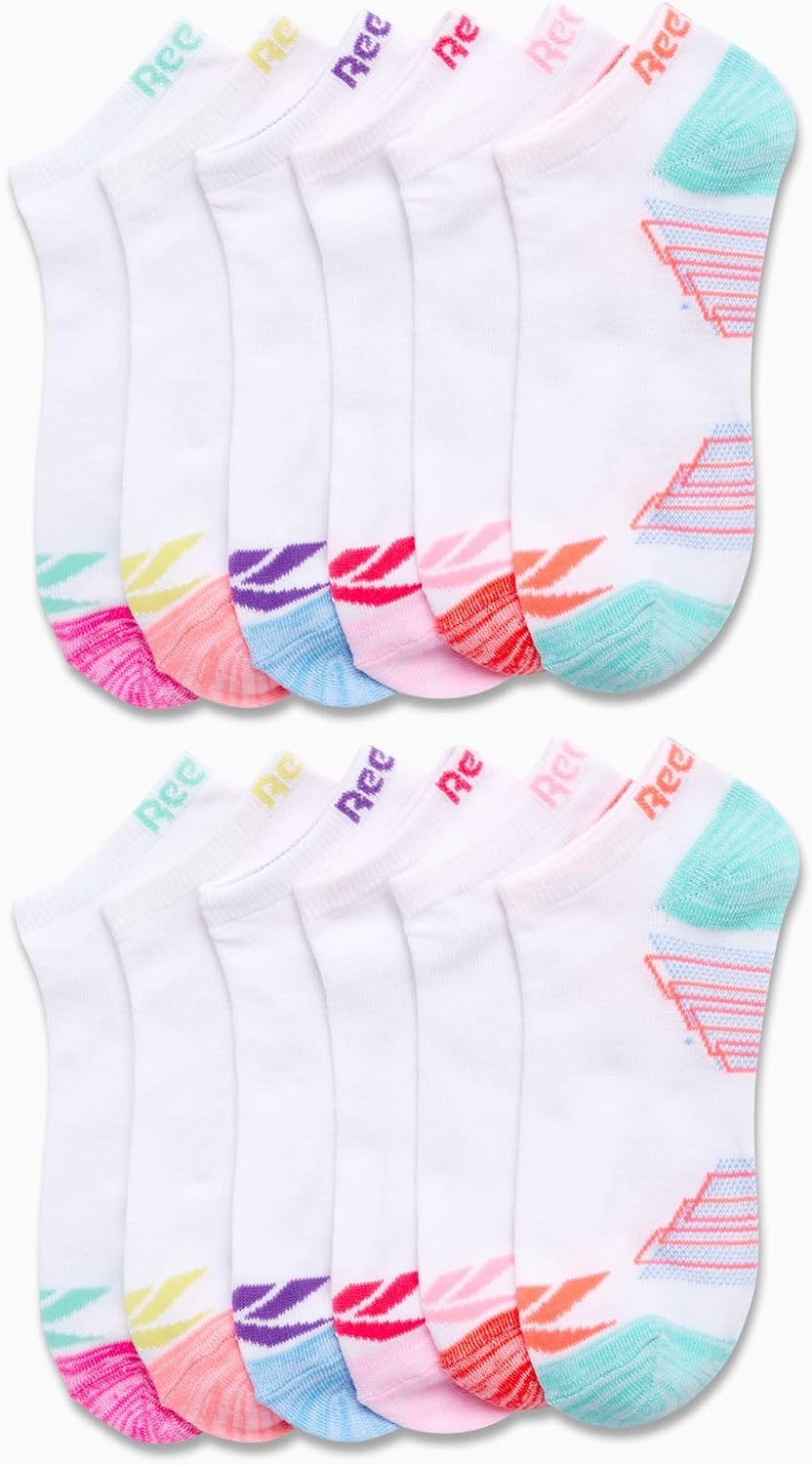 image:imageReebok Girls Low Cut Socks 12 Pack Lightweight Performance Athletic Socks  Soft MoistureWicking Fabric with a TagFree Toe Seam for AllDay ComfortWhite Multi