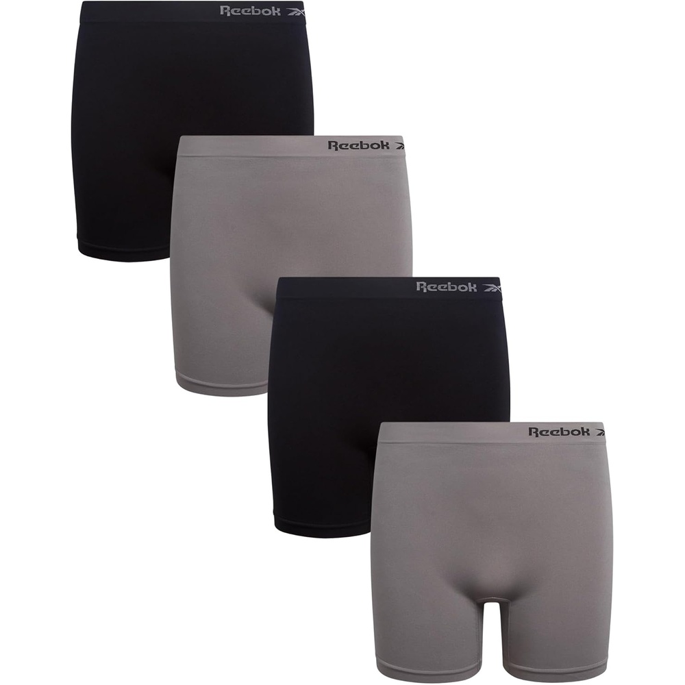 image:imageReebok Girls Boyshorts 4 Pack TagFree Seamless Long Leg Boxers 5 Inseam  Soft IrritationFree Comfort for Active Kids Supportive FullCoverage Fit Through Every ActivityBlackSteel Grey