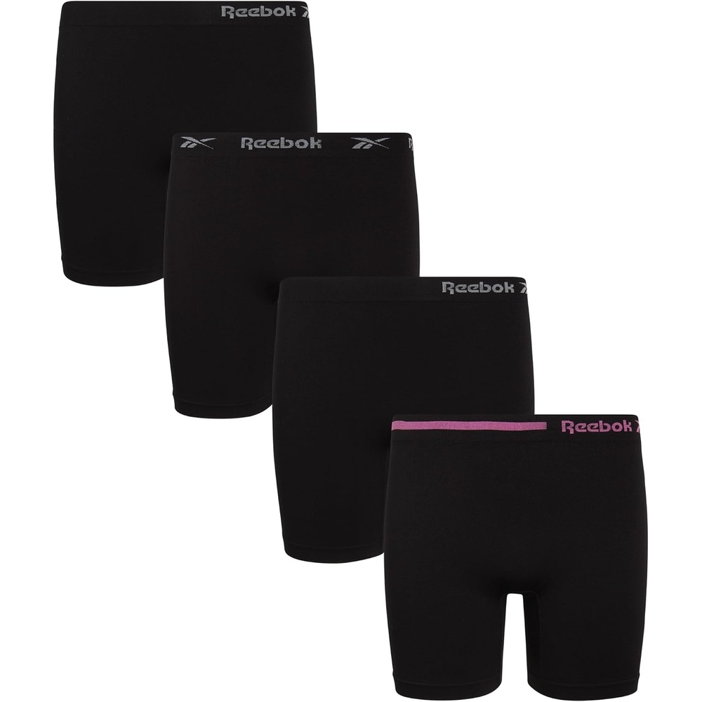 image:imageReebok Girls Boyshorts 4 Pack TagFree Seamless Long Leg Boxers 5 Inseam  Soft IrritationFree Comfort for Active Kids Supportive FullCoverage Fit Through Every ActivityBlack Contrast