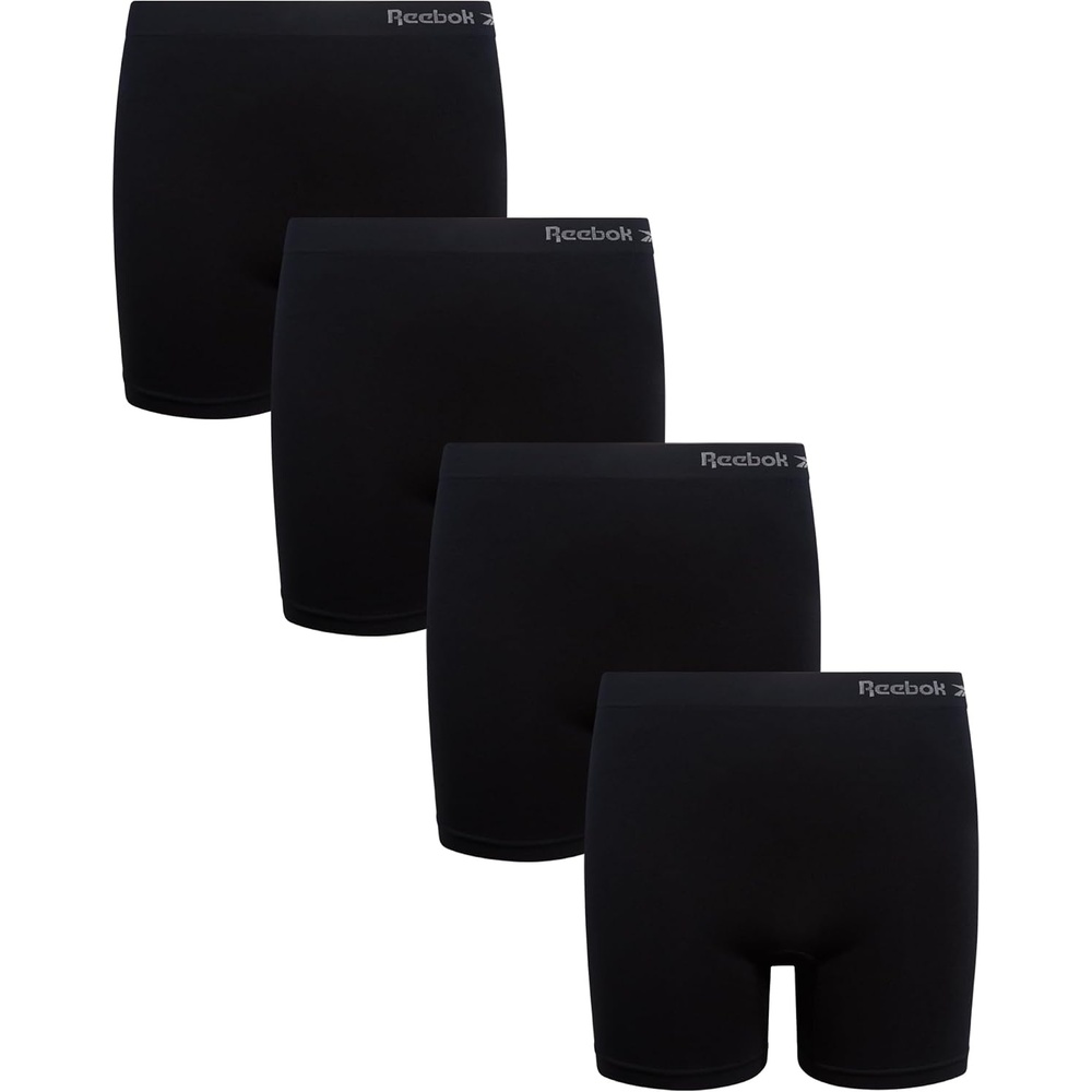 image:imageReebok Girls Boyshorts 4 Pack TagFree Seamless Long Leg Boxers 5 Inseam  Soft IrritationFree Comfort for Active Kids Supportive FullCoverage Fit Through Every ActivityAll Jet Black