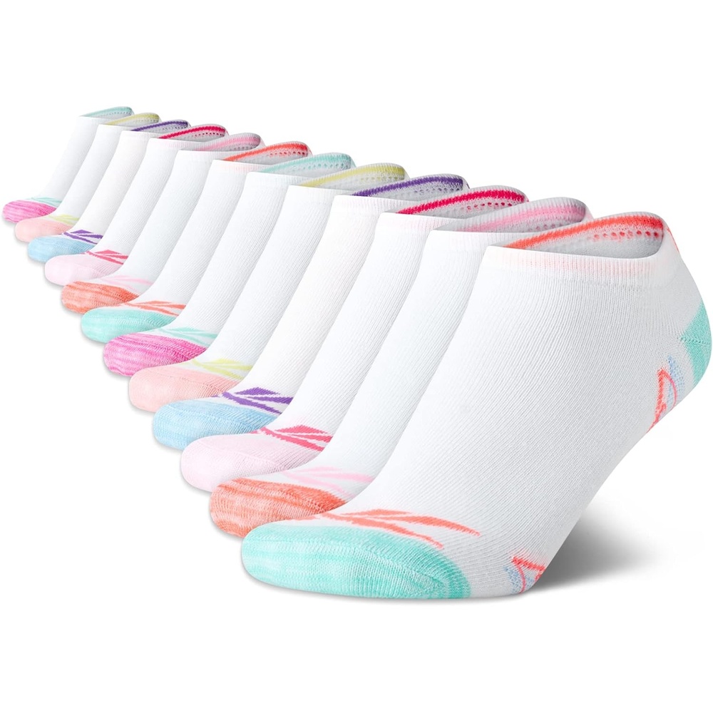 image:imageReebok Girls Low Cut Socks 12 Pack Lightweight Performance Athletic Socks  Soft MoistureWicking Fabric with a TagFree Toe Seam for AllDay ComfortWhite Multi