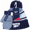 image:imageReebok 2Piece BabyToddler Winter Hat and Mittens Set Warm Knitted Pom Beanie amp Gloves Kids Cozy Cold Weather AccessoriesVector NavyLight Blue