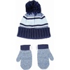 image:imageReebok 2Piece BabyToddler Winter Hat and Mittens Set Warm Knitted Pom Beanie amp Gloves Kids Cozy Cold Weather AccessoriesVector NavyLight Blue