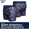 image:imageReebok Boys Underwear 4 Pack Performance MoistureWicking Boxer Briefs  Lightweight Breathable Fabric Keeps Kids Cool and Dry All Day TagFree Waistband Contour Support NoRideUp StayPut LegsPrintMaritime BlueAtomic BlueMaritime Blue Print