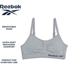 image:imageReebok Girls Training Bras  2 Pack Racerback Bralettes Removable Pads  SuperSoft Fabric with a Sporty RacerStyle Back Fit Stays Comfortably in Place Through Dance Gym and PlayGreyWhite