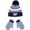 image:imageReebok 2Piece BabyToddler Winter Hat and Mittens Set Warm Knitted Pom Beanie amp Gloves Kids Cozy Cold Weather AccessoriesVector NavyLight Blue