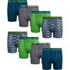 image:imageReebok Boys Boxer Briefs 8 Pack Performance Stretch MoistureWicking Boxers  Lightweight MoistureWicking Fabric Keeps Skin Dry Flexible StayPut Legs Prevent Riding Up During ActivityMonument PrintMedium GreyTeal BlueGreen Flash