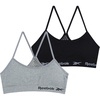image:imageReebok Girls Training Bras  2 Pack Racerback Bralettes Removable Pads  SuperSoft Fabric with a Sporty RacerStyle Back Fit Stays Comfortably in Place Through Dance Gym and PlayBlackGrey