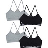 image:imageReebok Girls Training Bras  4 Pack Racerback Bralettes Removable Pads  SuperSoft Fabric with a Sporty RacerStyle Back Fit Stays Comfortably in Place Through Dance Gym and PlayBlackGrey