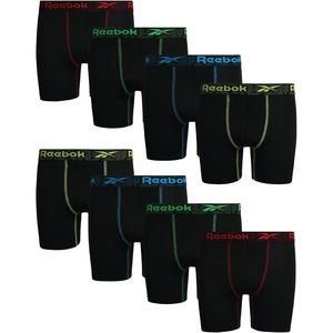 image:imageReebok Boys Boxer Briefs 8 Pack Performance Stretch MoistureWicking Boxers  Lightweight MoistureWicking Fabric Keeps Skin Dry Flexible StayPut Legs Prevent Riding Up During ActivityAll Black