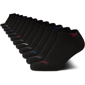 image:imageReebok Boys Low Cut Socks 12 Pack Cushioned Athletic No Show Socks  Stretch Performance Fit with MoistureWicking Breathable Comfort Reinforced Heel and Toe for Active DaysBlack Logo
