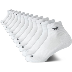 image:imageReebok Boys Quarter Socks 12Pack Cushioned Athletic Socks wArch Support  MoistureWicking Breathable Fabric with a Reinforced Toe Seam Built for AllDay Active WearAll White