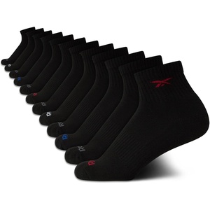 image:imageReebok Boys Quarter Socks 12Pack Cushioned Athletic Socks wArch Support  MoistureWicking Breathable Fabric with a Reinforced Toe Seam Built for AllDay Active WearAll Black