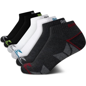 image:imageReebok Boys Quarter Socks 6 Pack Performance Quarter Cut Athletic Socks  Breathable Moisturewicking Fabric Cushioned Footbed Eases Fatigue Arch Support Locks in FitBlackWhiteGrey Assortment
