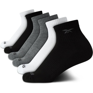 image:imageReebok Boys Quarter Socks 6 Pack Performance Quarter Cut Athletic Socks  Breathable Moisturewicking Fabric Cushioned Footbed Eases Fatigue Arch Support Locks in FitBlackWhiteGrey