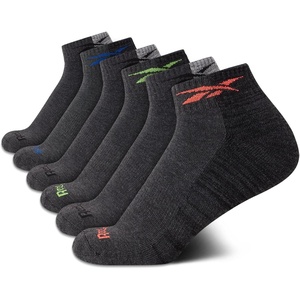 image:imageReebok Boys Quarter Socks 6 Pack Performance Quarter Cut Athletic Socks  Breathable Moisturewicking Fabric Cushioned Footbed Eases Fatigue Arch Support Locks in FitGrey Logo