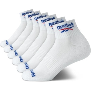 image:imageReebok Boys Quarter Socks 6 Pack Performance Quarter Cut Athletic Socks  Breathable Moisturewicking Fabric Cushioned Footbed Eases Fatigue Arch Support Locks in FitWhite Logo