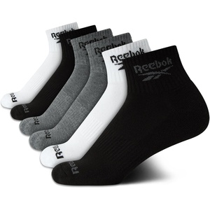 image:imageReebok Boys Quarter Socks 6 Pack Performance Quarter Cut Athletic Socks  Breathable Moisturewicking Fabric Cushioned Footbed Eases Fatigue Arch Support Locks in FitBlackGreyWhite