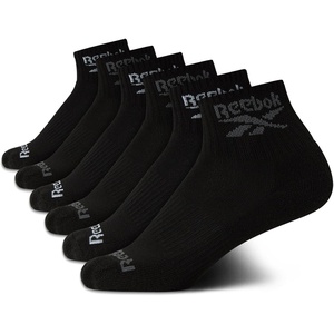image:imageReebok Boys Quarter Socks 6 Pack Performance Quarter Cut Athletic Socks  Breathable Moisturewicking Fabric Cushioned Footbed Eases Fatigue Arch Support Locks in FitBlack Logo