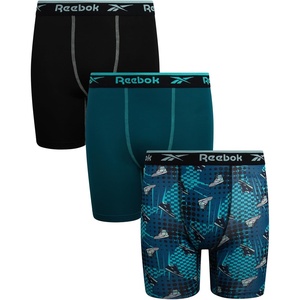 image:imageReebok Boys Underwear  3 Pack Performance Boys Boxer Briefs with Pouch  Wicks Away Moisture to Keep Him Cool During Sports and Play Reduces RideUp and Chafing with Flexible StretchTeal BlueBlackPool Blue Print