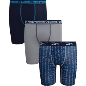image:imageReebok Boys Underwear  3 Pack Performance Boys Boxer Briefs with Pouch  Wicks Away Moisture to Keep Him Cool During Sports and Play Reduces RideUp and Chafing with Flexible StretchMaritime BlueStone GreyAtomic Blue Print