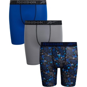 image:imageReebok Boys Underwear  3 Pack Performance Boys Boxer Briefs with Pouch  Wicks Away Moisture to Keep Him Cool During Sports and Play Reduces RideUp and Chafing with Flexible StretchStone GreySurf the WebBlack Print