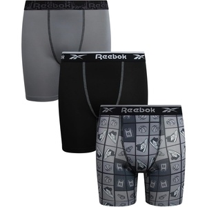 image:imageReebok Boys Underwear  3 Pack Performance Boys Boxer Briefs with Pouch  Wicks Away Moisture to Keep Him Cool During Sports and Play Reduces RideUp and Chafing with Flexible StretchMedium GreyBlackAlloy Print