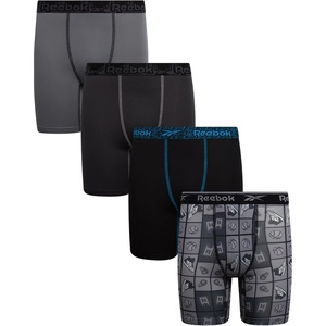 image:imageReebok Boys Underwear  4 Pack Performance Boys Boxer Briefs with Pouch  Flexible Stretch Moves with Him at School and Play MoistureWicking Fabric Reduces Sweat and IrritationMedium GreyDark GreyBlackAlloy Print