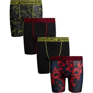 image:imageReebok Boys Underwear  4 Pack Performance Boys Boxer Briefs with Pouch  Flexible Stretch Moves with Him at School and Play MoistureWicking Fabric Reduces Sweat and IrritationChinese Red PrintBlackBlack PrintBlack