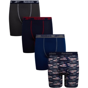 image:imageReebok Boys Underwear  4 Pack Performance Boys Boxer Briefs with Pouch  Flexible Stretch Moves with Him at School and Play MoistureWicking Fabric Reduces Sweat and IrritationDark GreyMaritime BlueBlue DepthsMonument Print