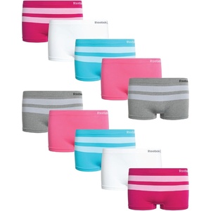 image:imageReebok Girls Boyshorts 10 Pack Performance Stretch Seamless Underwear  Smooth NoShow BoxerBrief Coverage Under Leggings Uniforms amp Dresses TagFree Stays Put with Breathable ComfortFuchsia StripesWhiteAqua StripesPinkSharkskin Stripes
