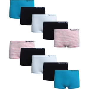 image:imageReebok Girls Boyshorts 10 Pack Performance Stretch Seamless Underwear  Smooth NoShow BoxerBrief Coverage Under Leggings Uniforms amp Dresses TagFree Stays Put with Breathable ComfortScuba BlueWhite SpacedyeBlackWhite