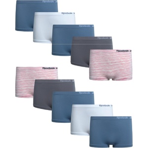 image:imageReebok Girls Boyshorts 10 Pack Performance Stretch Seamless Underwear  Smooth NoShow BoxerBrief Coverage Under Leggings Uniforms amp Dresses TagFree Stays Put with Breathable ComfortSteel GreyFaded DenimWhiteWhite Spacedye