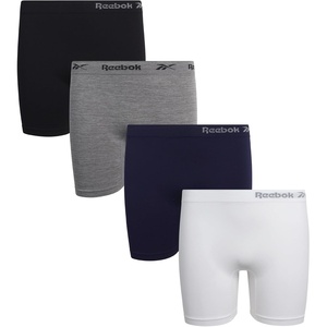 image:imageReebok Girls Boyshorts 4 Pack TagFree Seamless Long Leg Boxers 5 Inseam  Soft IrritationFree Comfort for Active Kids Supportive FullCoverage Fit Through Every ActivityGreyBlackWhiteBlue
