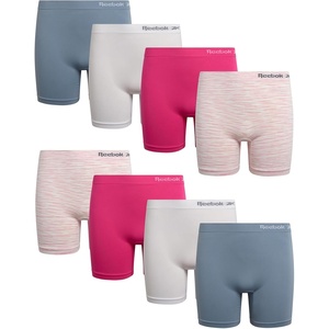 image:imageReebok Girls Boyshorts 8 Pack Soft Stretch Seamless Long Leg Underwear 5  Smooth Flexible Construction Gives Active Kids FullCoverage Comfort That Moves Through Every ActivityWhiteFaded DenimWhite SpacedyeBright Pink
