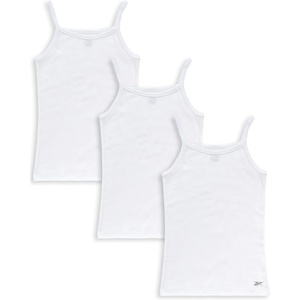 image:imageReebok Girls Camisole  3 Pack6 Pack Super Soft TagFree Lightweight Cotton Cami Tank Top Undershirts for GirlsWhite  3pk