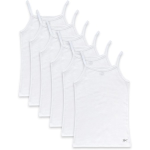 image:imageReebok Girls Camisole  3 Pack6 Pack Super Soft TagFree Lightweight Cotton Cami Tank Top Undershirts for GirlsWhite  6pk