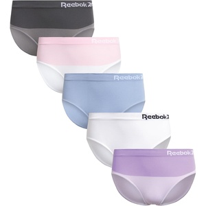 image:imageReebok Girls Hipster Panties 5 Pack Soft Stretch Seamless Underwear  Breathable MoistureWicking Fabric Keeps Her Fresh and Confident Everyday Smooth Comfort in Every MoveWhiteBlueGreyWhitePurple