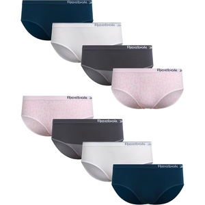 image:imageReebok Girls Hipster Panties 8 Pack Soft Stretch Seamless Underwear  Smooth Flexible Fabric with a TagFree Design for IrritationFree Comfort Secure Fit Without Pinching or DiggingWhiteMajolica BlueSteel GreyPink Jacquard