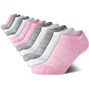 image:imageReebok Girls No Show Socks 12 Pack Performance Cushion Comfort Active Socks  Moisturewicking Fabric Seamless Toe Snug Ribbed Cuff Flexible Stretch Fit Machine WashablePinkWhiteGrey