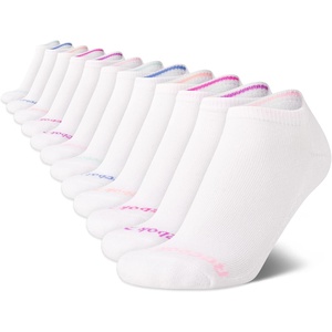 image:imageReebok Girls No Show Socks 12 Pack Performance Cushion Comfort Active Socks  Moisturewicking Fabric Seamless Toe Snug Ribbed Cuff Flexible Stretch Fit Machine WashableWhite Logo