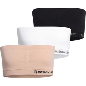 image:imageReebok Girls Training Bra  3 Pack or 6 Pack Ultra Soft Seamless Strapless Bandeau Bra for Girls with Removable PadsDusty RoseWhiteBlack3pk