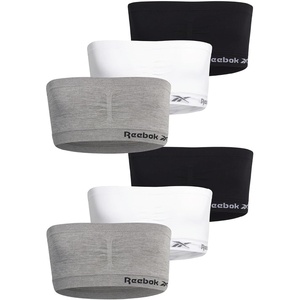 image:imageReebok Girls Training Bra  3 Pack or 6 Pack Ultra Soft Seamless Strapless Bandeau Bra for Girls with Removable PadsGreyWhiteBlack6pk
