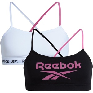 image:imageReebok Girls Training Bras  2 Pack Racerback Bralettes Removable Pads  SuperSoft Fabric with a Sporty RacerStyle Back Fit Stays Comfortably in Place Through Dance Gym and PlayBlack JacquardWhite