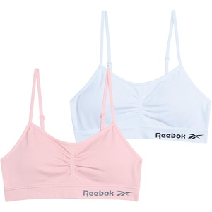image:imageReebok Girls Training Bras  2 Pack Racerback Bralettes Removable Pads  SuperSoft Fabric with a Sporty RacerStyle Back Fit Stays Comfortably in Place Through Dance Gym and PlayPinkWhite